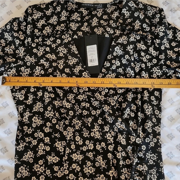 NWT Veronica Beard Women's Black White Mariposa Floral Maxi Ruched Dress XL - Picture 10 of 13
